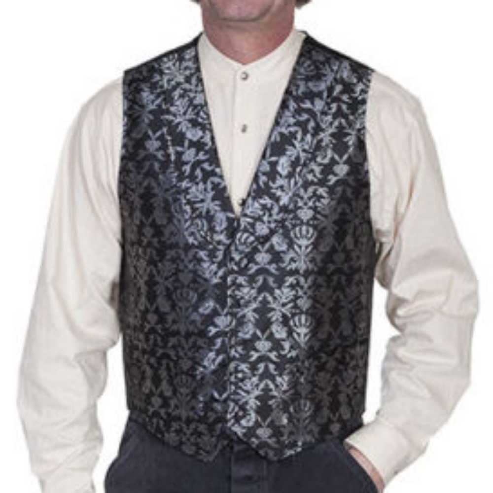 *Sold Scully Black & Silver Brocade Steampunk Vest